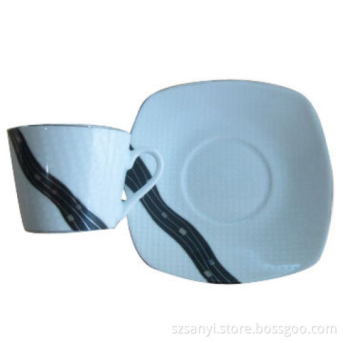 12-piece Square-shaped Coffee Cup and Saucer, Modern Design